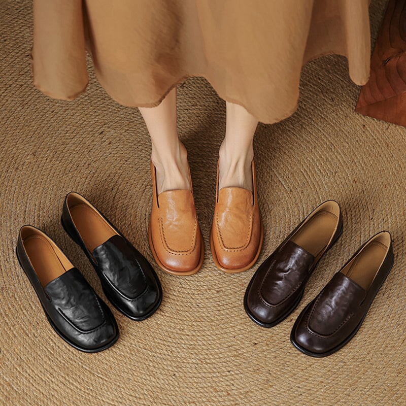 Ava Women's Slip On Sheepskin Flat Loafers, view 3