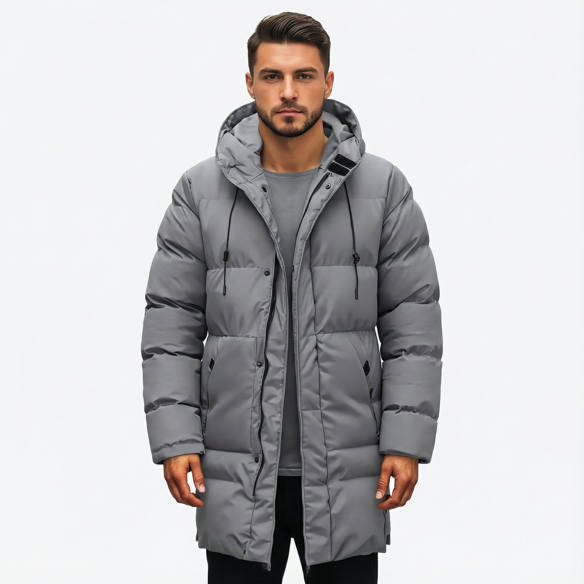 Men's Parka with Insulating Lining and Durable Nylon