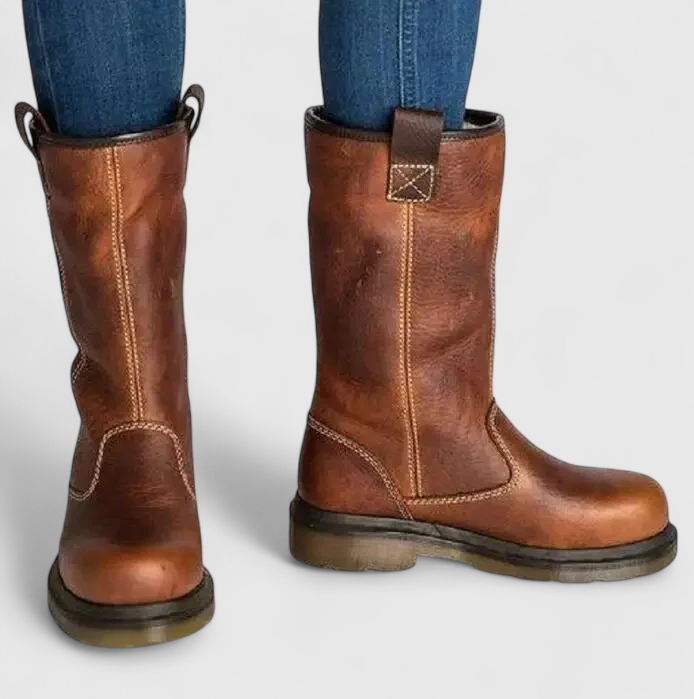 Calla Women's Leather Look Leather Ankle Boots, view 3