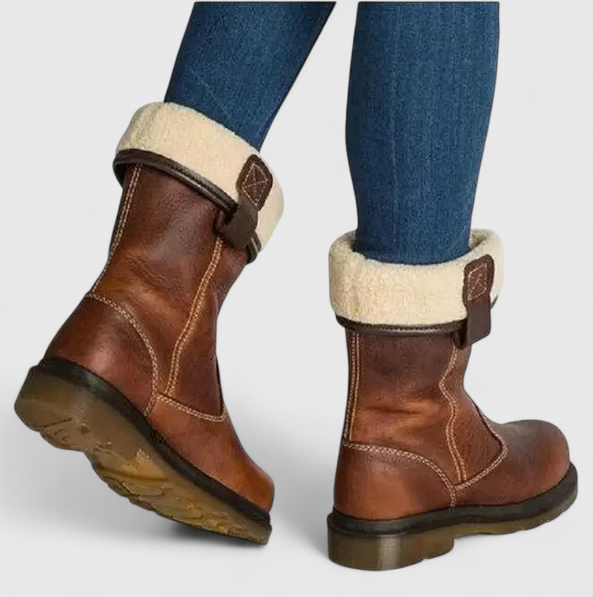 Calla Women's Leather Look Leather Ankle Boots, view 2