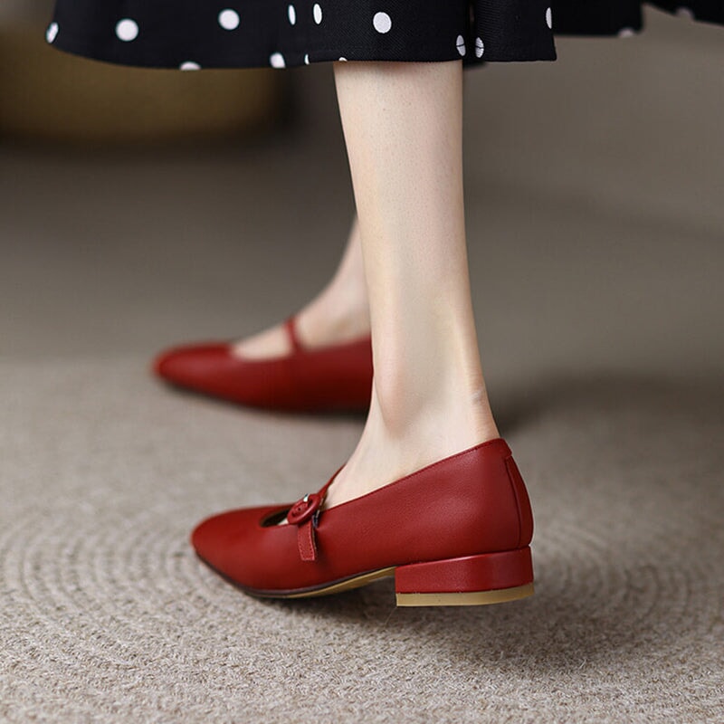 Rhea Women's Round Toe Leather Mary Jane Shoes, view 4