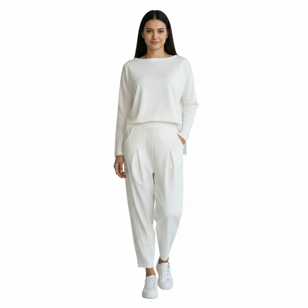 Women's Set with Round Neckline and Modern Style