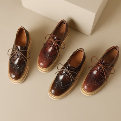 Ada Women's Platform Lace Up Brogue Oxford Shoes, view 6