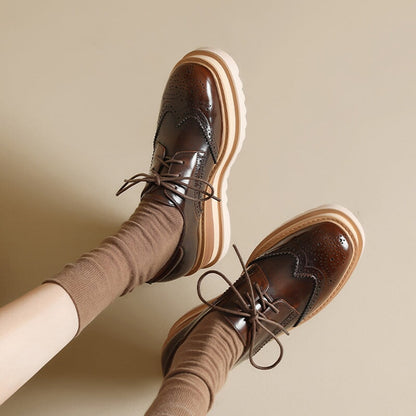 Ada Women's Platform Lace Up Brogue Oxford Shoes, view 4