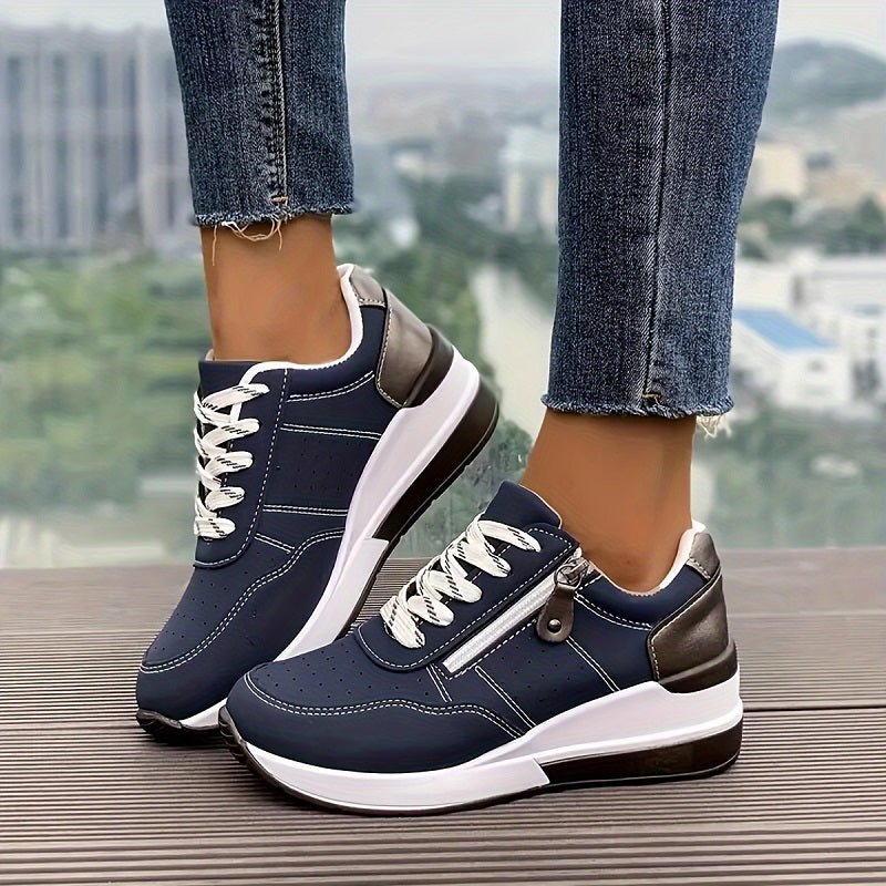 Pearl Women's Low Top Lace Up Multi Panel Trainers, view 1