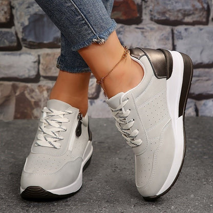 Pearl Women's Low Top Lace Up Multi Panel Trainers, view 4