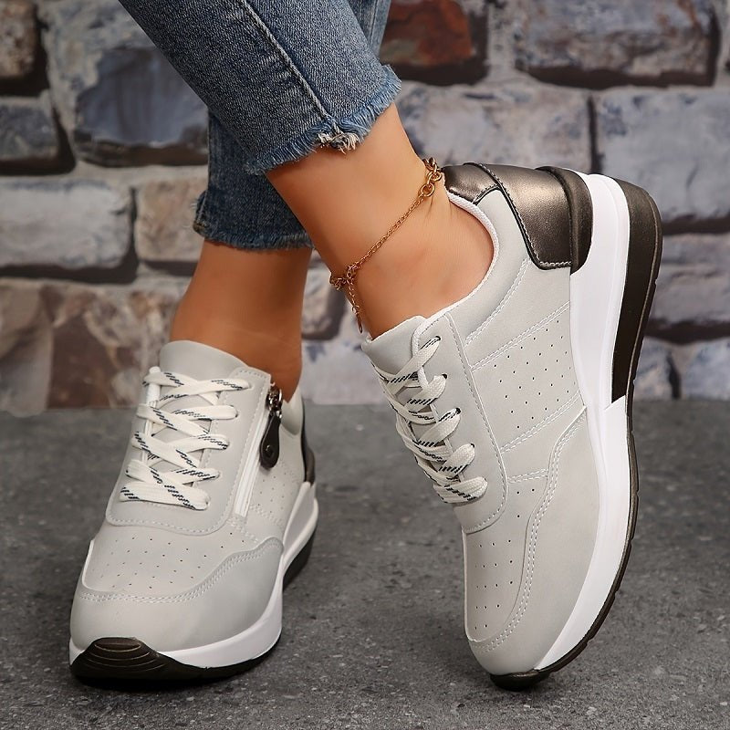 Pearl Women's Low Top Lace Up Multi Panel Trainers, view 4