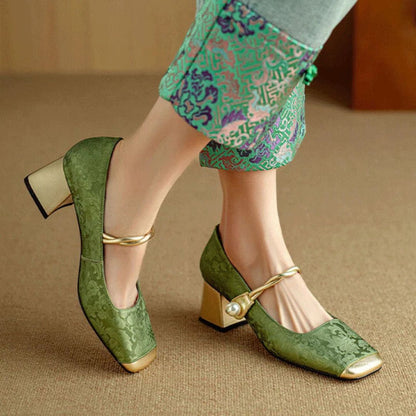 Philippa Women's Floral Jacquard Square Toe Heels, view 1