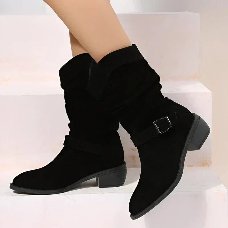 Savannah Women's Faux Suede Wide Fit Ankle Boots, view 3