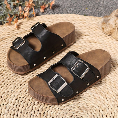 Poppy Women's Cross Strap Platform Buckle Sandals, view 10