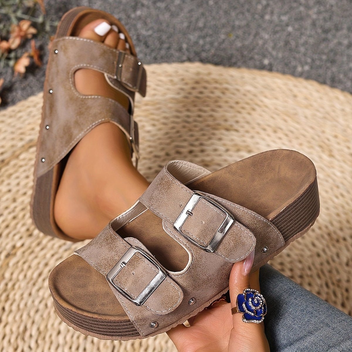 Poppy Women's Cross Strap Platform Buckle Sandals, view 7