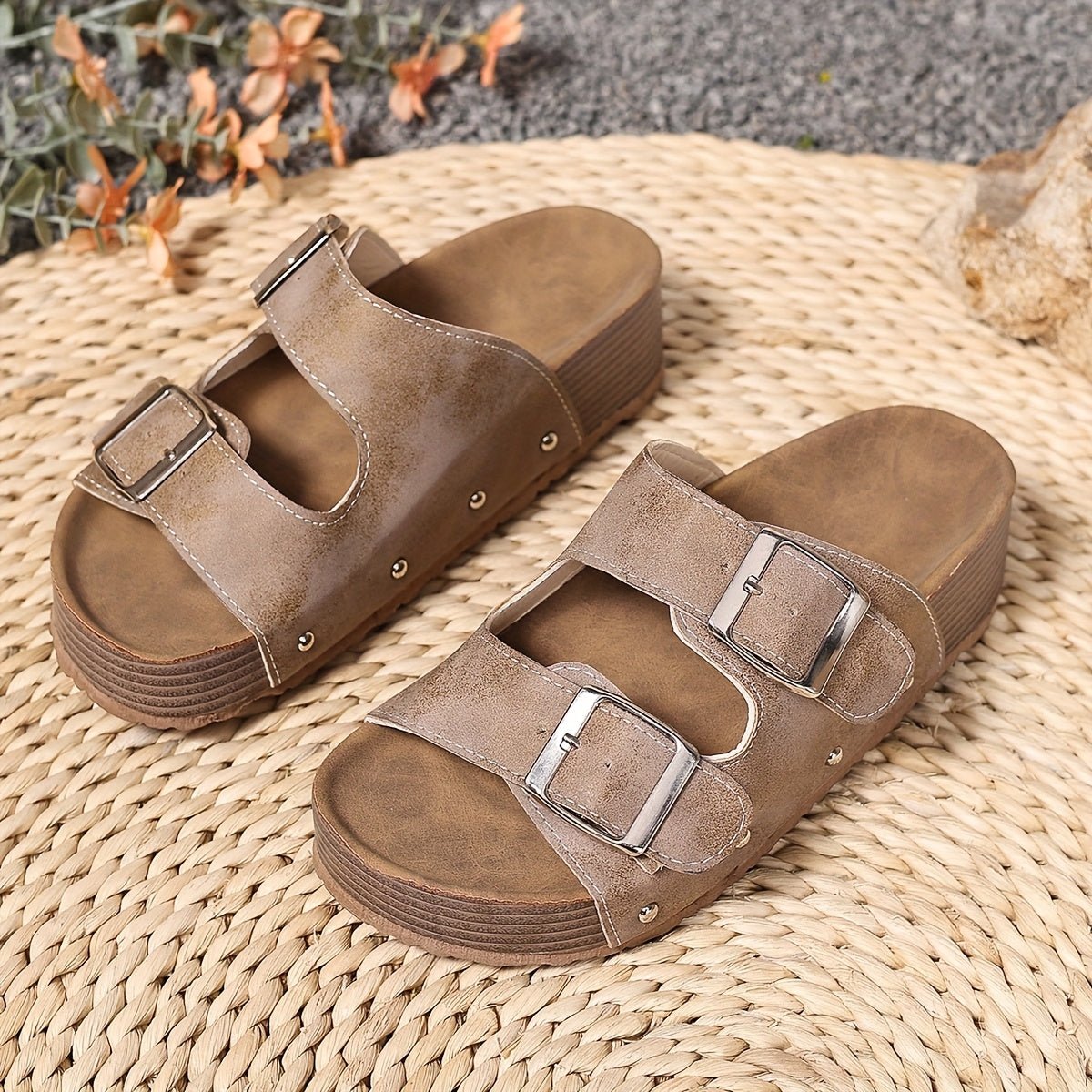 Poppy Women's Cross Strap Platform Buckle Sandals, view 8