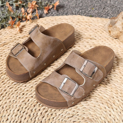 Poppy Women's Cross Strap Platform Buckle Sandals, view 8