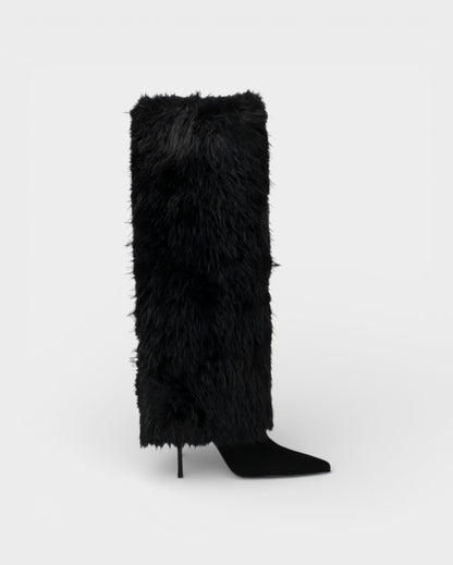 Cosima Women's Faux Fur Stiletto Heel Knee High Boots, view 6