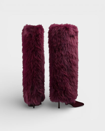Cosima Women's Faux Fur Stiletto Heel Knee High Boots, view 4