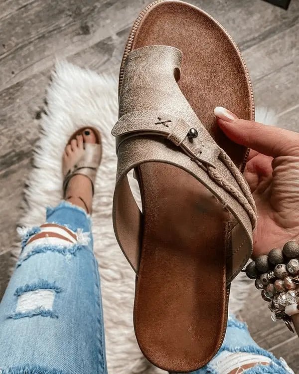 Sadie Women's Studded Faux Leather Slip On Sandals, view 3