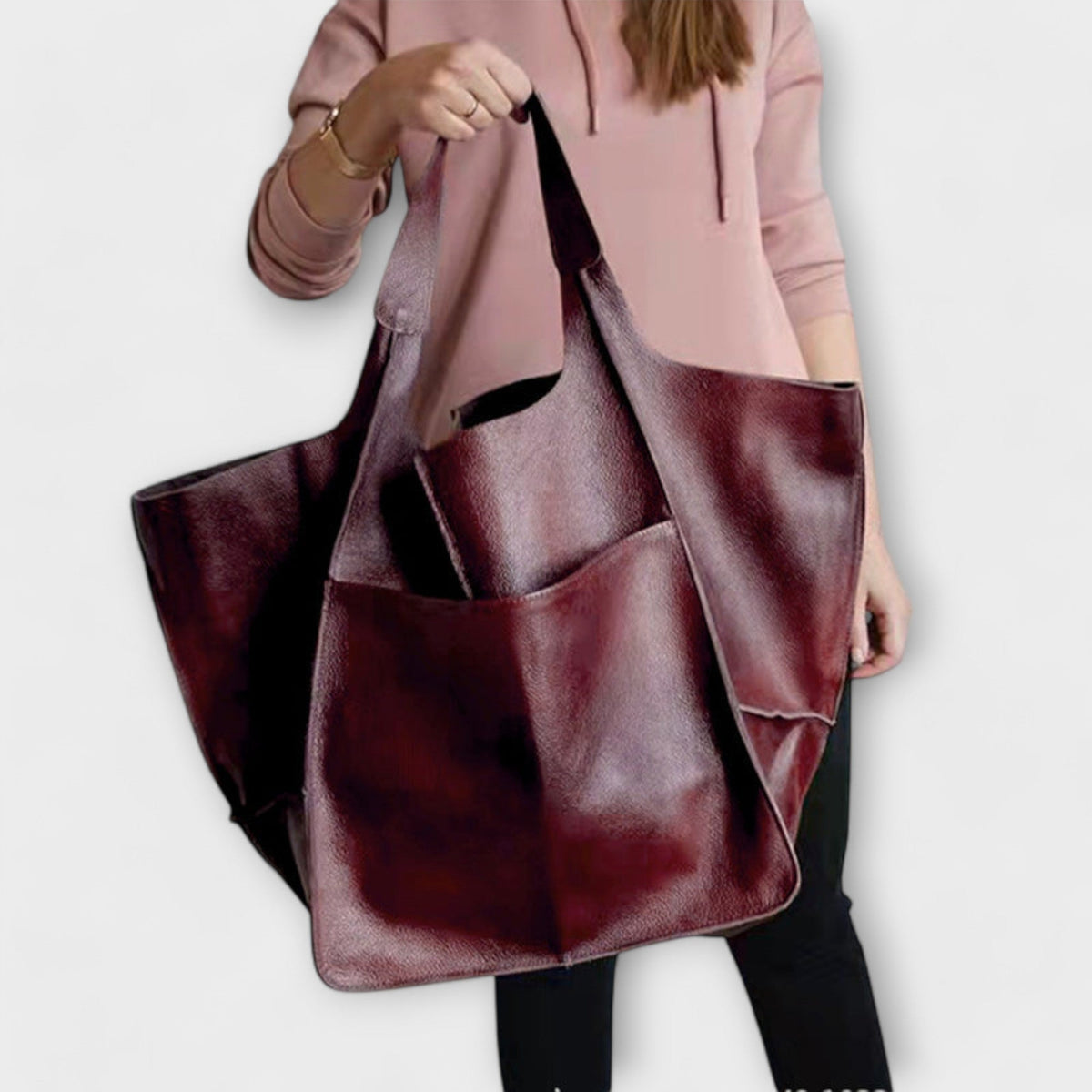 Zayna Women's Oversized PU Leather Shoulder Bag, view 6