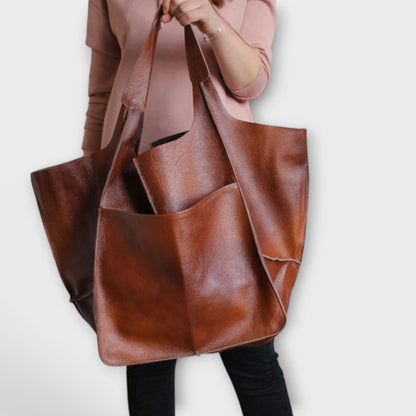 Zayna Women's Oversized PU Leather Shoulder Bag, view 10
