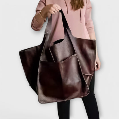 Zayna Women's Oversized PU Leather Shoulder Bag, view 8