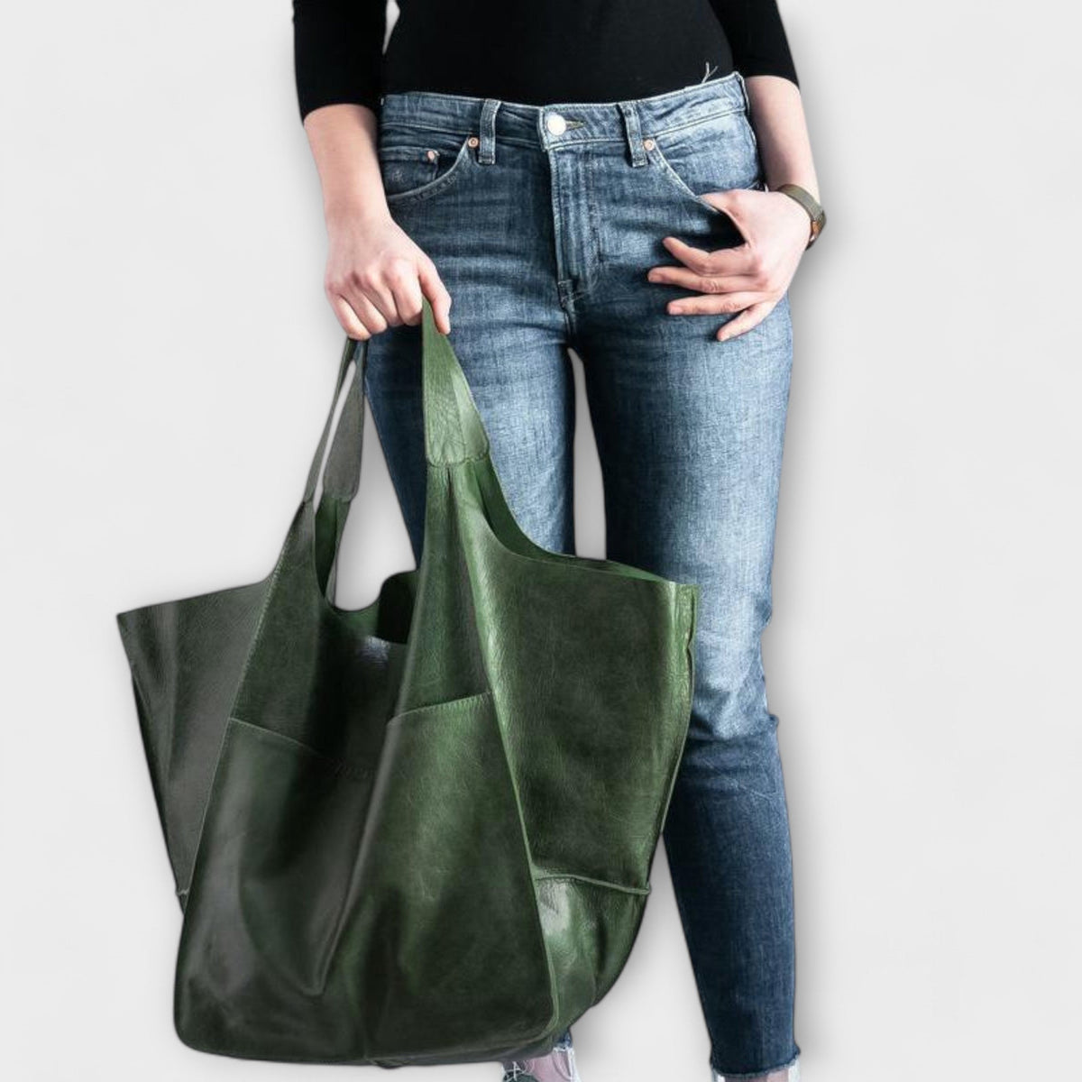 Zayna Women's Oversized PU Leather Shoulder Bag, view 7