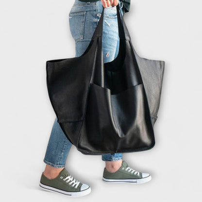 Zayna Women's Oversized PU Leather Shoulder Bag, view 9