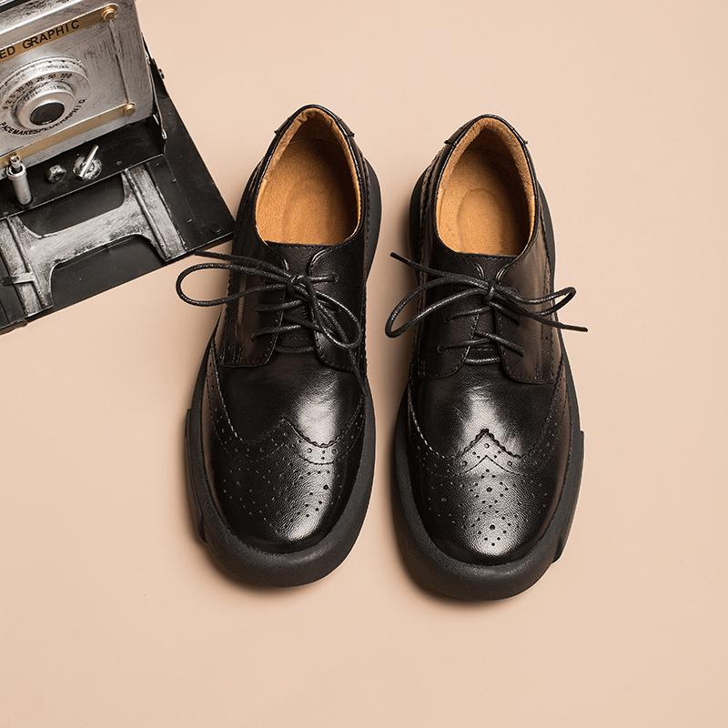 Agnes Women's Sheepskin Wingtip Brogue Oxford Shoes, view 3
