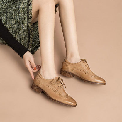 Hester Women's Sheepskin Wingtip Brogue Oxford Shoes, view 2