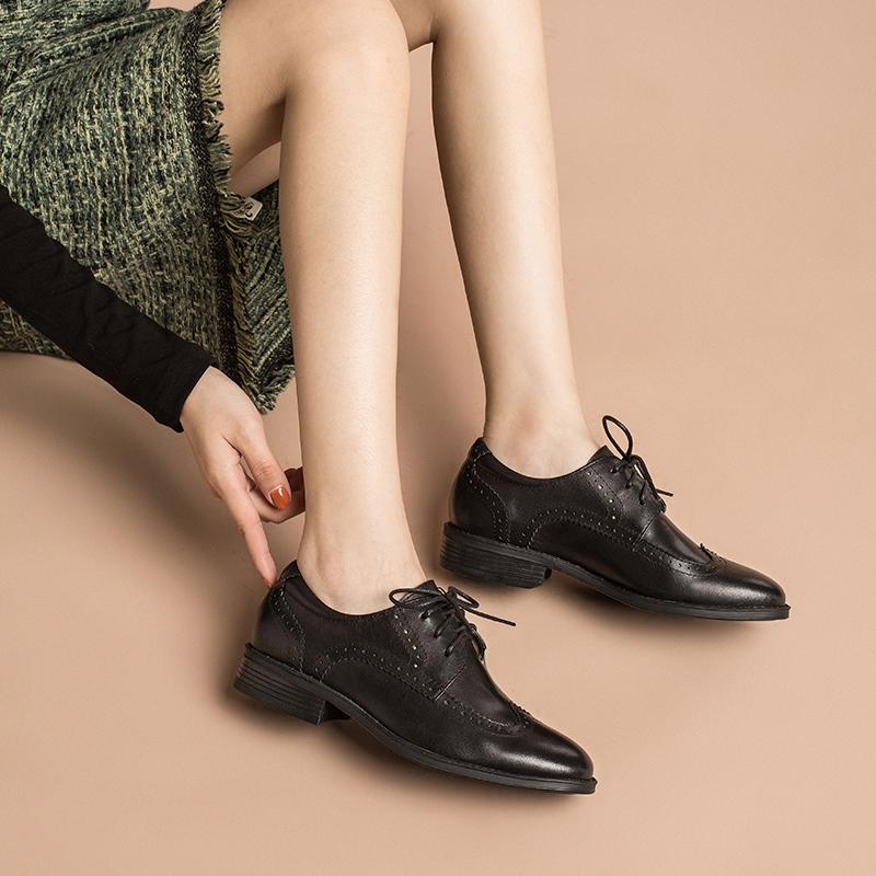 Hester Women's Sheepskin Wingtip Brogue Oxford Shoes, view 4