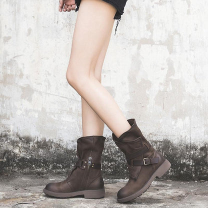 Ivy Women's Buckle Round Toe Mid Calf Boots, view 6