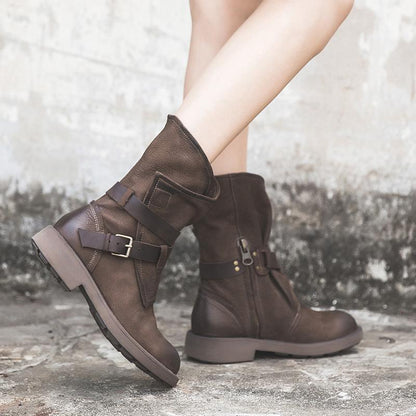 Ivy Women's Buckle Round Toe Mid Calf Boots, view 4