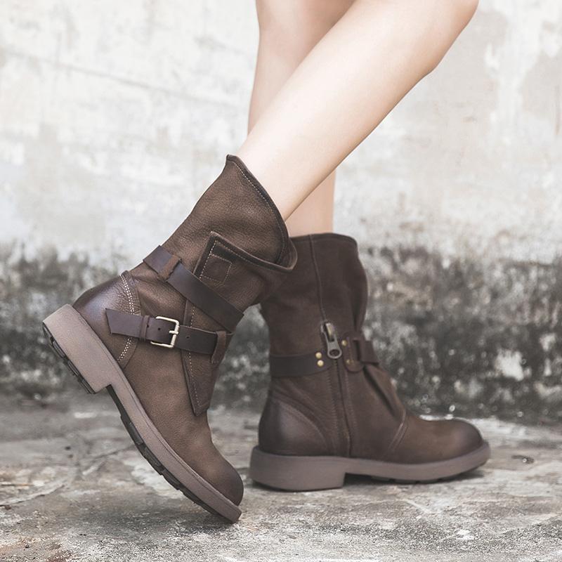 Ivy Women's Buckle Round Toe Mid Calf Boots, view 4