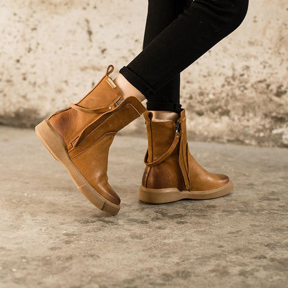 Elodie Women's Waxed Leather Double Zip Chelsea Boots, view 4