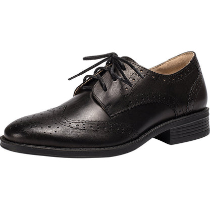 Audrey Women's Sheepskin Low Heel Brogue Oxford Shoes, view 8