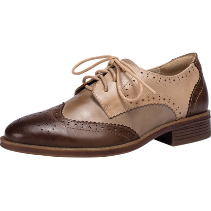 Audrey Women's Sheepskin Low Heel Brogue Oxford Shoes, view 10
