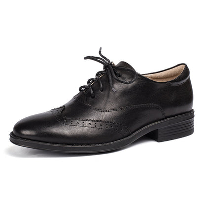 Amelia Women's Sheepskin Low Heel Brogue Oxford Shoes, view 6