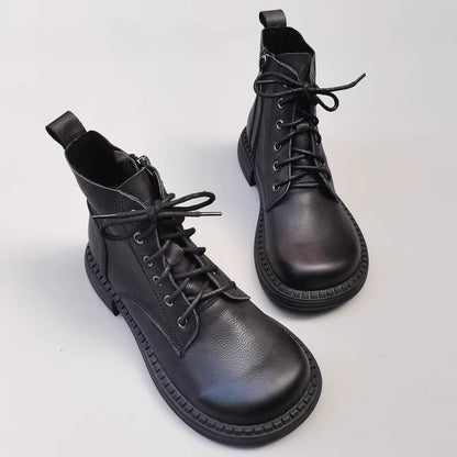 Jess Women's Leather Lace Up Side Zip Ankle Boots, view 3
