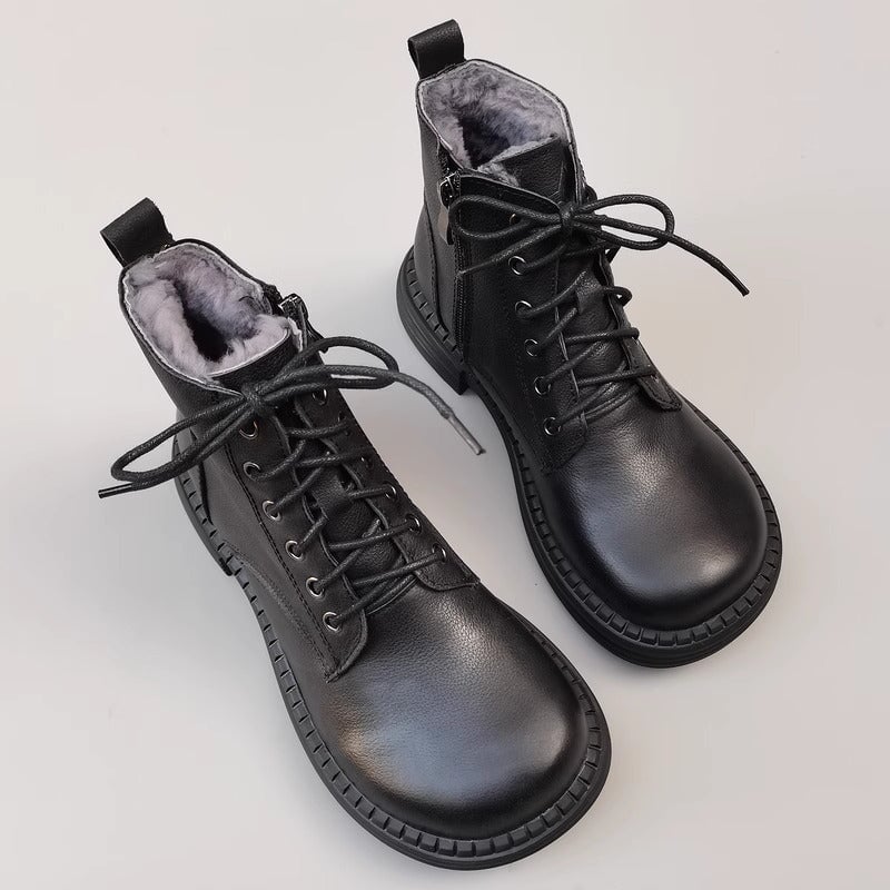 Jess Women's Leather Lace Up Side Zip Ankle Boots, view 4