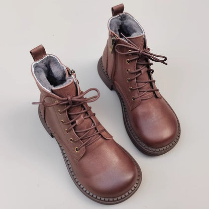 Jess Women's Leather Lace Up Side Zip Ankle Boots, view 1