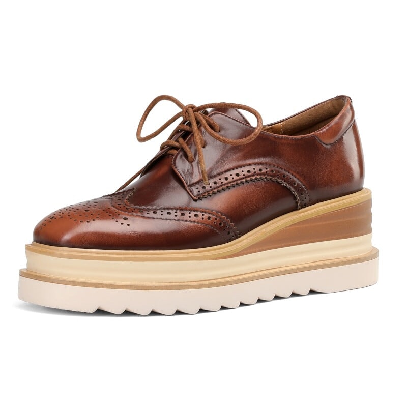 Ada Women's Platform Lace Up Brogue Oxford Shoes, view 9