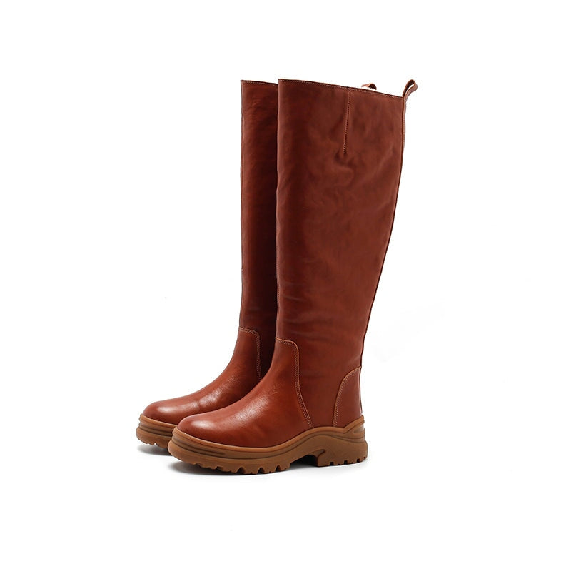 Olive Women's Fleece Lined Side Zip Knee High Boots, view 6