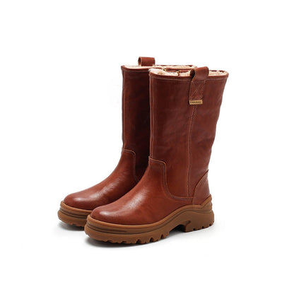 Annie Women's Back Zip Leather Mid Calf Boots, view 1
