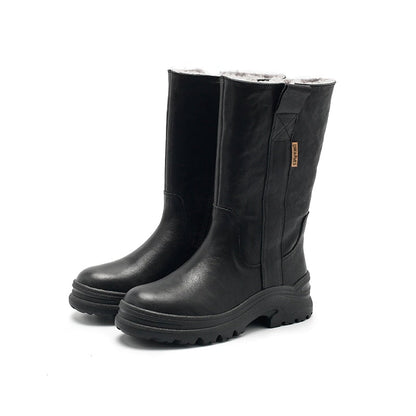 Leah Women's Leather Back Zip Mid Calf Boots, view 8