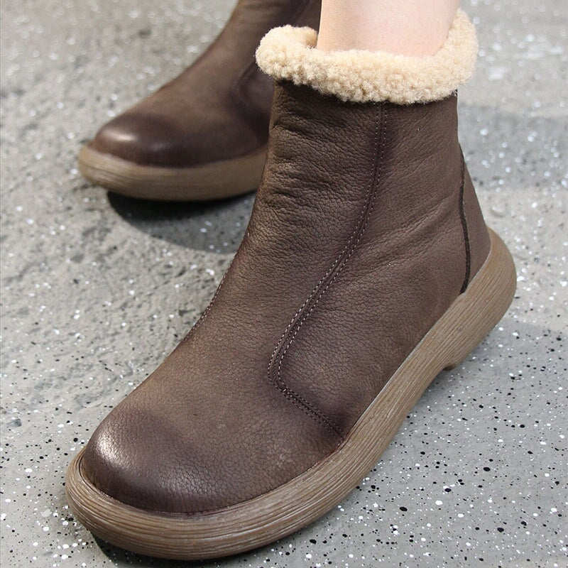 Bonnie Women's Side Zip Round Toe Leather Ankle Boots, view 11