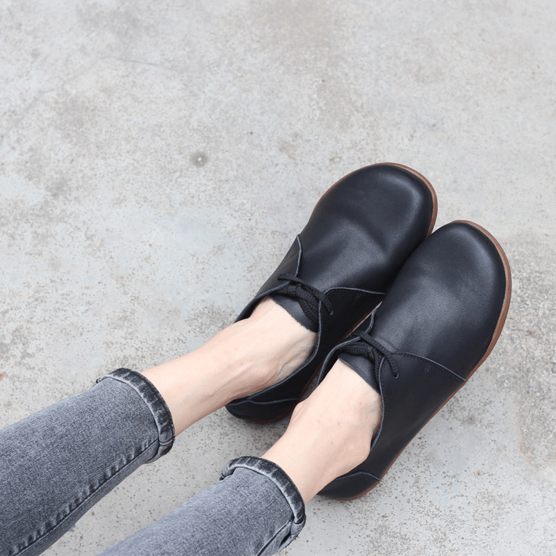 Rosa Women's Lace Up Leather Flat Shoes, view 5