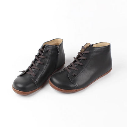 Bella Women's Round Toe Flat Leather Ankle Boots, view 4
