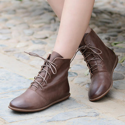 Georgie Women's Lace Up Flat Sole Oxford Ankle Boots, view 1