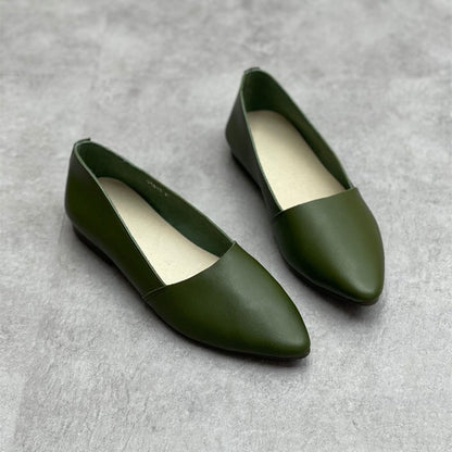 Wilma Women's Slip On Pointed Toe Leather Flat Shoes, view 6