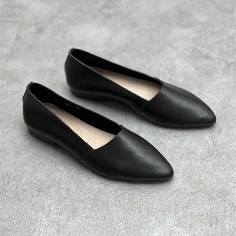 Wilma Women's Slip On Pointed Toe Leather Flat Shoes, view 5