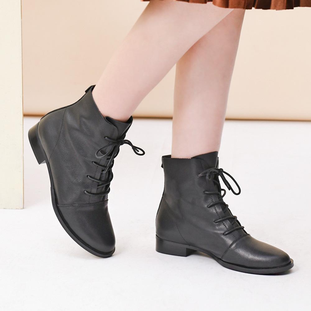 Nell Women's Retro Lace Up Leather Ankle Boots, view 2
