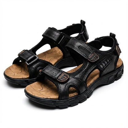 Esme Unisex Leather Look Three Strap Trekking Sandals, view 1